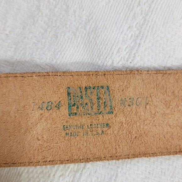 Vtg PASTA 90s Western Wide Waist Corset Belt Camel Tan Leather Silver Buckle N30 main image 6